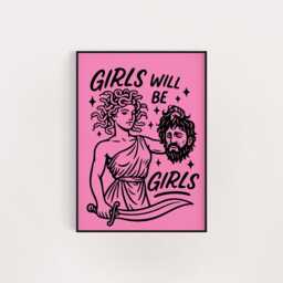 Medusa Retro Groovy Poster Print Girls Will Be Girls, Unframed Goth Wall Art - thumbnail 3