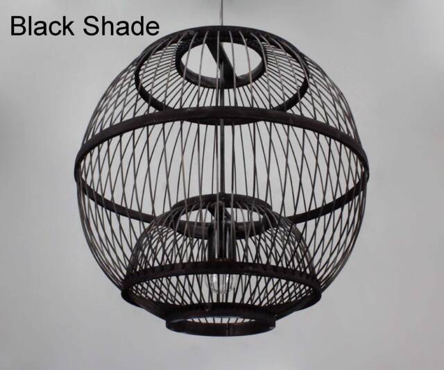 Handmade Bamboo Pendant Light Rustic Woven Ceiling Fixture - image 1