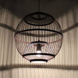 Handmade Bamboo Pendant Light Rustic Woven Ceiling Fixture - thumbnail 2