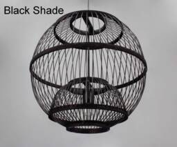 Handmade Bamboo Pendant Light Rustic Woven Ceiling Fixture - thumbnail 1