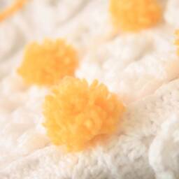 Crochet Baby Blanket Yellow Pompom & Flower Square Afghan - thumbnail 3