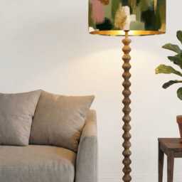Handmade By Order Luxury Olive Dark Green Gold Abstract Paint Strock Art Velvet Drum Lamp Shade Pendant Light All Shapes - thumbnail 3