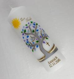 Christening Candle Tree Of Life, Including Inscription - thumbnail 1