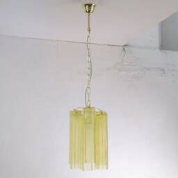 Suspension Lamp Made in Italy Tronchi Camomilla Yellow Murano Glass Of Vintage Design, Ceiling Chandelier 29 cm Diameter - thumbnail 2