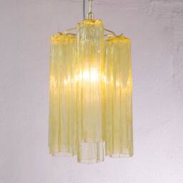Suspension Lamp Made in Italy Tronchi Camomilla Yellow Murano Glass Of Vintage Design, Ceiling Chandelier 29 cm Diameter - thumbnail 3