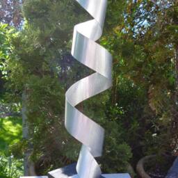"Modern Abstract Wood Aluminum Artist Sculpture ""Litu" - thumbnail 2