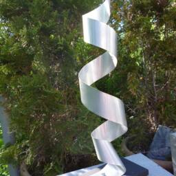 "Modern Abstract Wood Aluminum Artist Sculpture ""Litu" - thumbnail 4