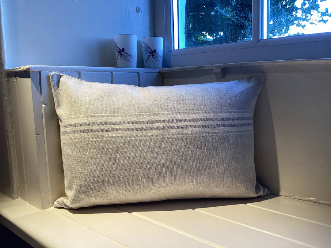 Grey Stripe Cushion Covers in Susie Watson Fabric by