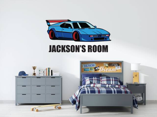 Personalised Car Name Wall Sticker - Kids Room Boys Bedroom Decor Sign Personalized Decal - image 1