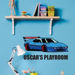 Personalised Car Name Wall Sticker - Kids Room Boys Bedroom Decor Sign Personalized Decal - thumbnail 3