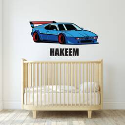 Personalised Car Name Wall Sticker - Kids Room Boys Bedroom Decor Sign Personalized Decal - thumbnail 2