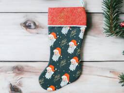 Rifle Paper Co Holiday Classics Ii - Santa Evergreen Metallic Fabric Christmas Stocking