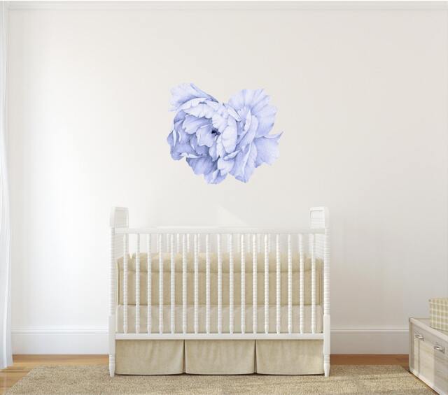 Blue Peony #13 Removable Fabric Wall Decal Individual Blooming Peonies Baby Girl Room Nursery Decor - Customize Your Own Sticker Set