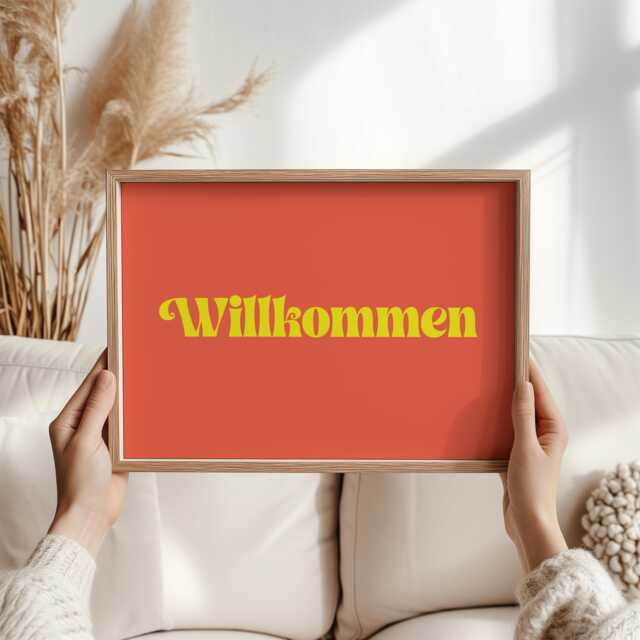 Willkommen Print - Hello Poster Cozy German Welcome Sign, Perfect Wall Art For Home Entryway, Housewarming Gift, Rustic Decor Germany - image 1