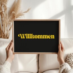 Willkommen Print - Hello Poster Cozy German Welcome Sign, Perfect Wall Art For Home Entryway, Housewarming Gift, Rustic Decor Germany - thumbnail 2