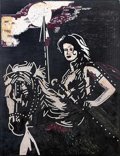 Woman Riding A Horse Mosaic Art