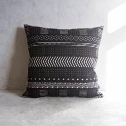 Aztec Pillow Cover Black Bohemia Linen Blend Cushion - 45x45cm - thumbnail 1