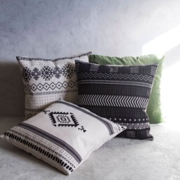 Aztec Pillow Cover Black Bohemia Linen Blend Cushion - 45x45cm - thumbnail 2