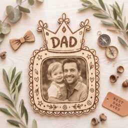 Whimsical Scallop Photo Frame For Dad Svg Dxf, Laser Cut Files Glowforge Cricut, Father's Day Gift - Digital Download - thumbnail 2