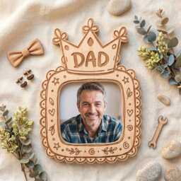 Whimsical Scallop Photo Frame For Dad Svg Dxf, Laser Cut Files Glowforge Cricut, Father's Day Gift - Digital Download - thumbnail 1