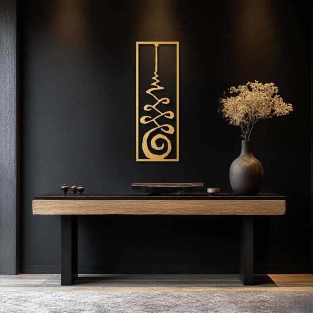 Gold Unalome Metal Wall Art Zen Yoga Studio Decor