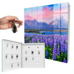 Mountain Landscape Wall Mounted Key Cabinet, Purple Box For Wall, Nature, Lovers Of Nature & Harmony - thumbnail 2