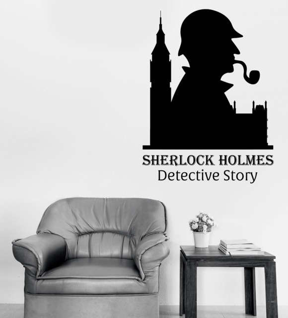 Wall Vinyl Decal Sticker Sherlock Holmes Detective Story House & Office Decor - 2526Dz - image 1