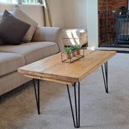 Homemade Rustic Coffee Table - Farmhouse Hairpin - thumbnail 3