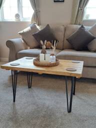 Homemade Rustic Coffee Table - Farmhouse Hairpin