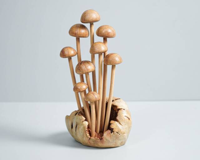 Wooden Enoki Mushroom Sculpture, Statue, Handmade, Personalize, Small Mushroom, Kitchen Decor, Gift For Mushrooms Lover, Mom - image 1