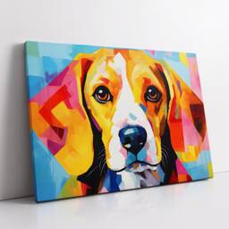 Beagle Fun Animal Dog Pet Lover Abstract Oil Painting Wall Art, Framed Canvas Poster Print, Home Kitchen Office Room Decor, Gifts - thumbnail 2