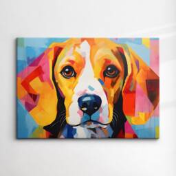 Beagle Fun Animal Dog Pet Lover Abstract Oil Painting Wall Art, Framed Canvas Poster Print, Home Kitchen Office Room Decor, Gifts - thumbnail 3