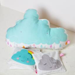 Light Blue Cloud Pillow, Nursery Decor, Handmade Kids Cushion - thumbnail 3
