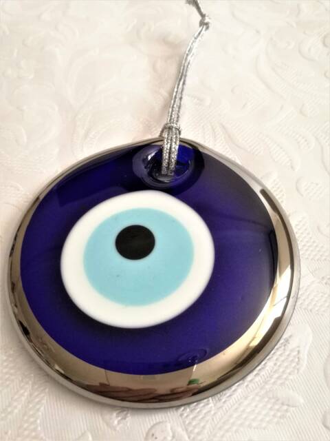 Silver Gilding Evil Eye Wall Hanging Nazar Boncuk Talisman - 9cm - image 1