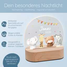 Animal Night Light, Children's Nursery Decor, Baby Room, Gifts, Christening, Birth, Lamp, Nursing Light - thumbnail 3