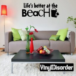 Life's Better At The Beach - Vinyl Wall Decal Quotes Sticker Hd123Et - thumbnail 1