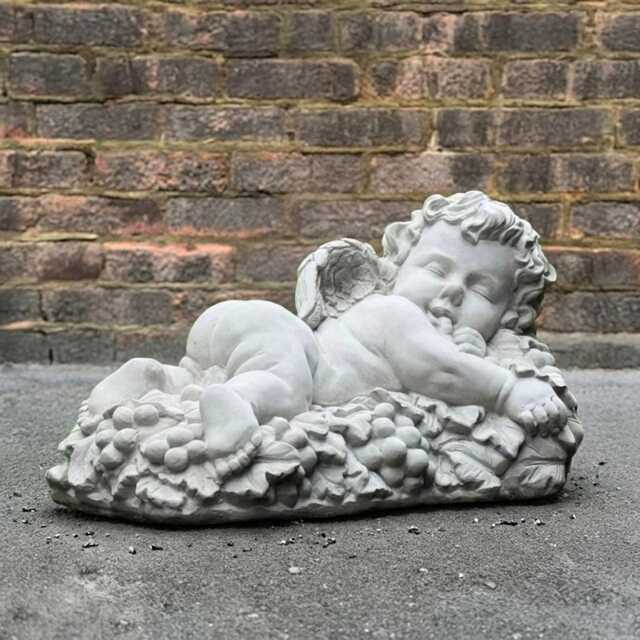 Garden Baby Angel Statue Cement Figurine Outdoor Children Ornament Front Door Decoration Handmade Laying Decor - image 1