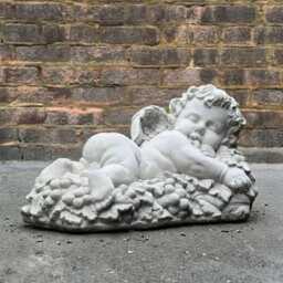 Garden Baby Angel Statue Cement Figurine Outdoor Children Ornament Front Door Decoration Handmade Laying Decor - thumbnail 3
