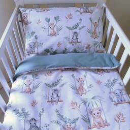 Sage Green Jungle , Safari Duvet Cover Set, Baby Bedding, Toddler, Animals Children Room Decor, Pure Cotton - thumbnail 2