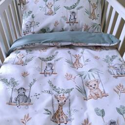 Sage Green Jungle , Safari Duvet Cover Set, Baby Bedding, Toddler, Animals Children Room Decor, Pure Cotton - thumbnail 3