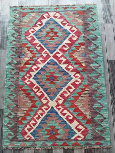 Tribal Kilim Rug, Handmade Artisan Afghan Turkish Persian Qashqai Navajo Bohemian Natural Wool Flatweave Multicolour Rug 149x102 cm - image 1