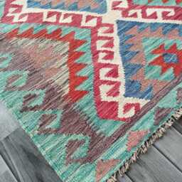 Tribal Kilim Rug, Handmade Artisan Afghan Turkish Persian Qashqai Navajo Bohemian Natural Wool Flatweave Multicolour Rug 149x102 cm - thumbnail 2