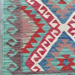 Tribal Kilim Rug, Handmade Artisan Afghan Turkish Persian Qashqai Navajo Bohemian Natural Wool Flatweave Multicolour Rug 149x102 cm - thumbnail 4