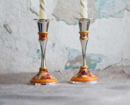 Candle Holders, New Home Gift, Stick, Jewish Wedding Candles Holder, Judaica, Shabbat Holder, Centerpiece, Israel - thumbnail 1