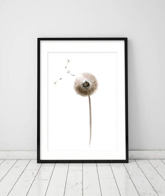 Print Of Dandelion Watercolor Painting, Seed Illustration Art Print , Wall Art, Botanical Living Room Decor - image 1