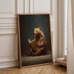 Bookish Wall Art - Bear Reading Book Print Lover Poster Funny Gift - thumbnail 1
