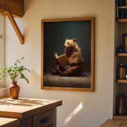 Bookish Wall Art - Bear Reading Book Print Lover Poster Funny Gift - thumbnail 3