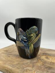 Handmade Bird Mug Fimo Clay Pottery Cup, Peacock Design