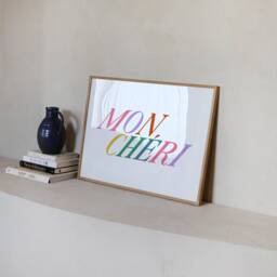 Mon Cheri Poster, Cheri, Trendy Print, French Retro Prints, Gallery Wall, Quote Home Inspo, Wall Decor, Unframed - thumbnail 3