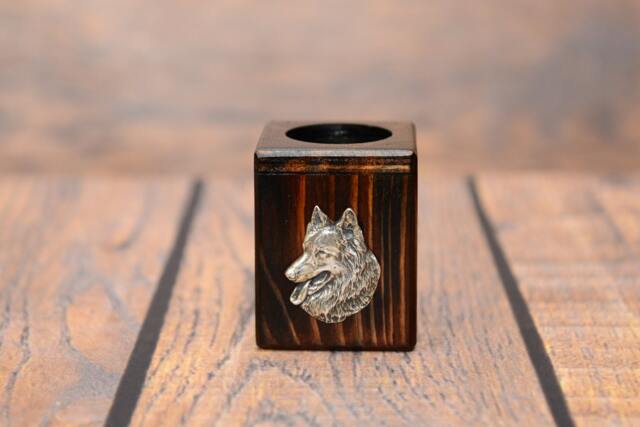 Belgian Shepherd, Malinois - Wooden Candlestick With Dog, Souvenir, Decoration, Limited Edition, Collection - image 1